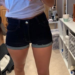 AE High Rise Dark Wash Shorts